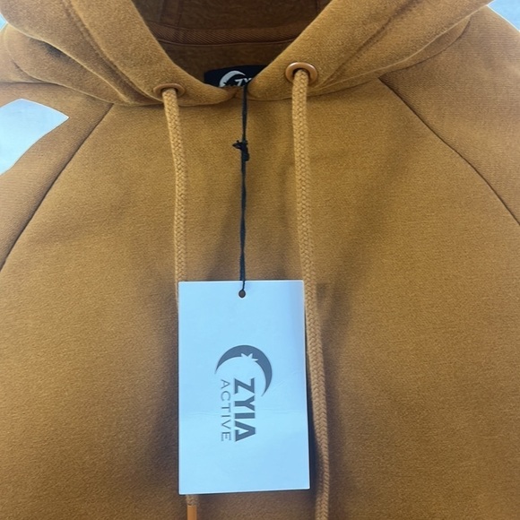 Zyia Camel Zyia Logo Sleeve Hoodie Drawstring Womens M Outdoor Gorpcore Street - Picture 7 of 13